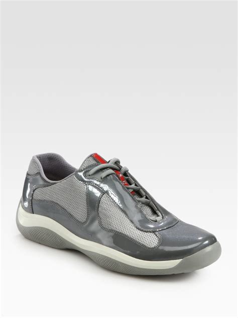 prada leather sneakers men|grey prada sneakers.